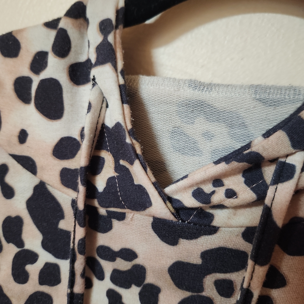 Leopard Print Colorblock Hoodie Size M - Picture 4 of 5